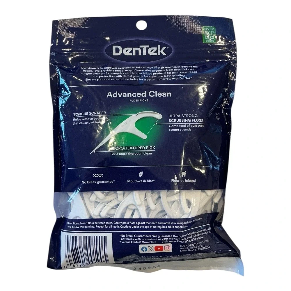 DenTek - Advanced Clean‎ Floss Picks (150 Ct) - Triple Clean Dental Care